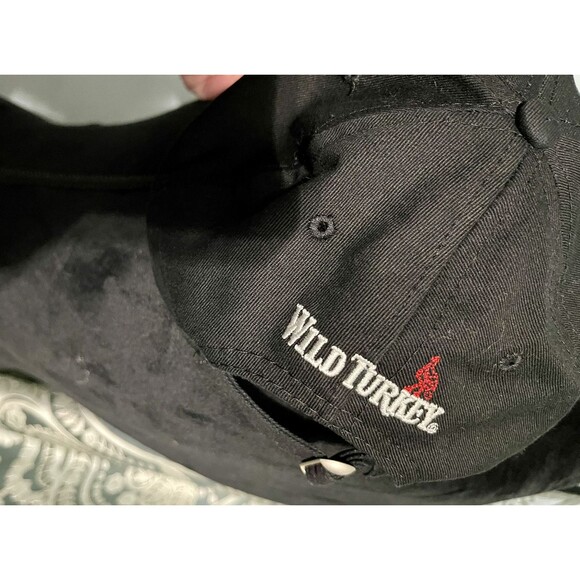 Wild Turkey Bourbon Strap Back Hat Black with Embroidered Logo Baseball Cap - Picture 6 of 9